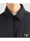 Triangle Logo Shirt Zip Up Jacket Black - PRADA - BALAAN 4