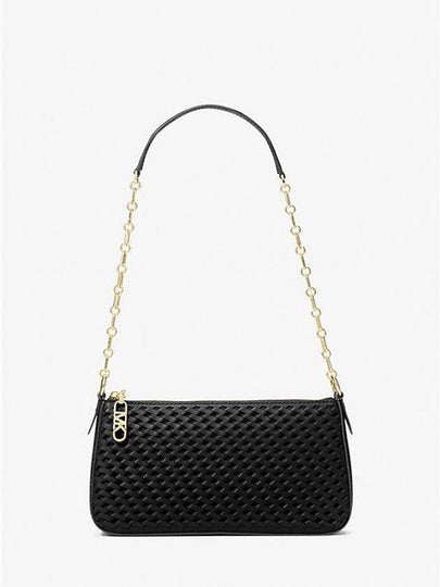 Empire Medium Chain Link Woven Leather Pochette Shoulder Bag Black - MICHAEL KORS - BALAAN 2