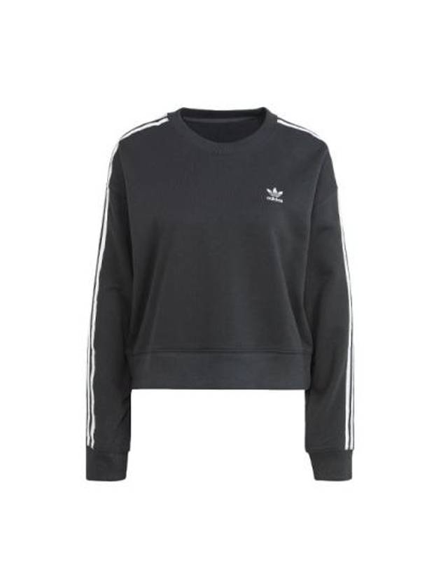 Crew Neck 3 Stripe Sweatshirt Black - ADIDAS - BALAAN 1