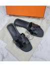 Oran Calfskin Slippers Noir Piqures Ecrues Black - HERMES - BALAAN 3