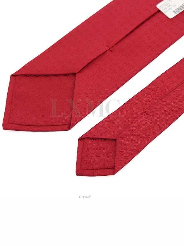 H logo tie cardinal red color men s Faconnee twill - HERMES - BALAAN 7