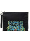 tiger embroidered logo strap large clutch bag black - KENZO - BALAAN.