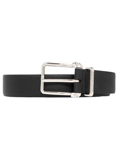 Skull Buckle Leather Belt Black - ALEXANDER MCQUEEN - BALAAN 1