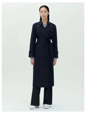 Women s Wool Flannel Relaxed Fit Trench Coat Jacket Dark Navy Domestic Product GM0024082636073 - THEORY - BALAAN 1