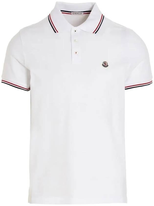 Logo Patch Short Sleeve Polo Optical White - MONCLER - BALAAN 2