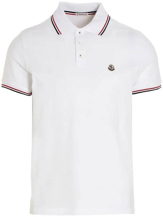 Logo Patch Short Sleeve Polo Optical White - MONCLER - BALAAN 2