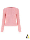 Embroidered Logo Pony Cable Knit Top Pink - POLO RALPH LAUREN - BALAAN 2