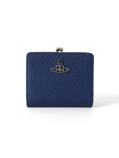 Grain Leather Coin Half Wallet Navy - VIVIENNE WESTWOOD - BALAAN 1