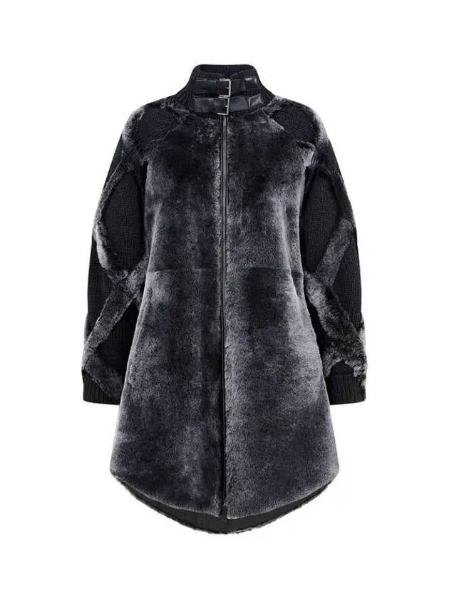 Women's Knit Sleeve High Neck Shearling Coat Black 271372 - EMPORIO ARMANI - BALAAN 1