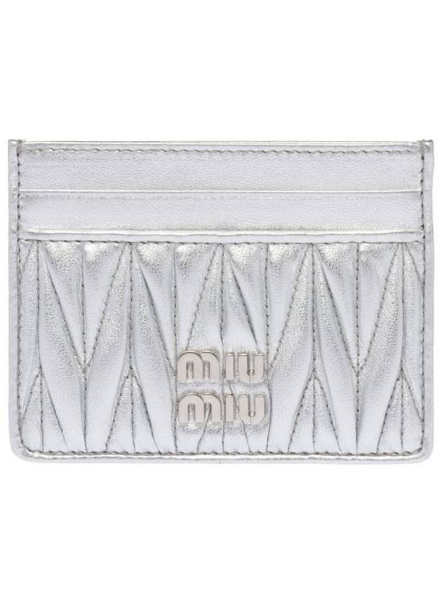 Matelasse Nappa Leather Card Wallet Silver - MIU MIU - BALAAN 5