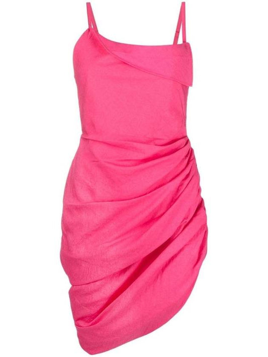 La Robe Saudade Asymmetric Draped Midi Dress Pink - JACQUEMUS - BALAAN 1