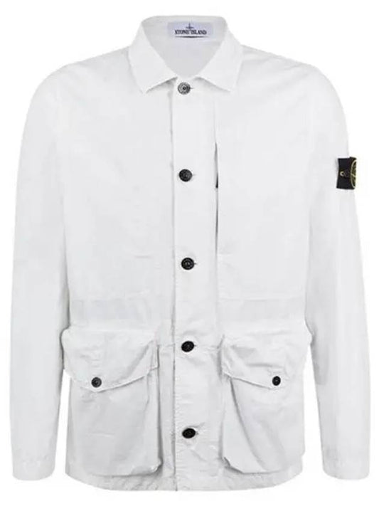 Brushed Cotton Canvas Old Effect Jacket White - STONE ISLAND - BALAAN 2