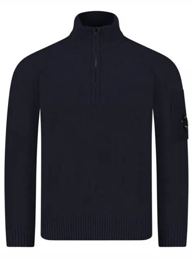 Lambswool GRS Half Zip-Up Knit Top Navy - CP COMPANY - BALAAN 2