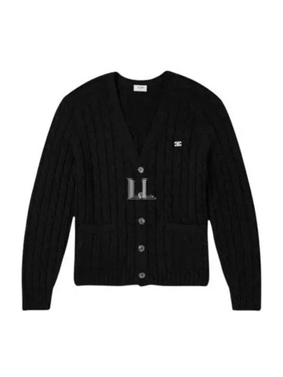 Triomphe Embroidered Cable Knit Cashmere Cardigan Black - CELINE - BALAAN 2