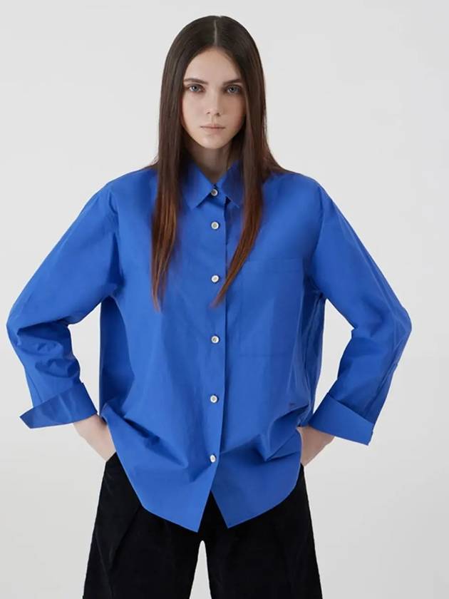 Signature Oversized Fit Bio Cotton Shirt Deep Blue - VOYONN - BALAAN 9