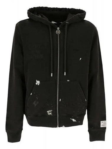 Lanvin Women s Logo Embroidery Painting Hooded Zip Up Washed Black RW HOG006 S1 - GALLERY DEPT. - BALAAN 1