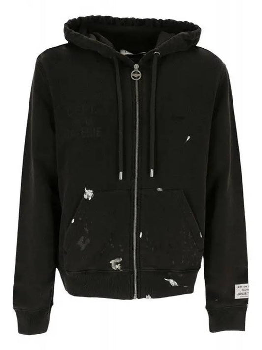 Lanvin Women s Logo Embroidery Painting Hooded Zip Up Washed Black RW HOG006 S1 - GALLERY DEPT. - BALAAN 1
