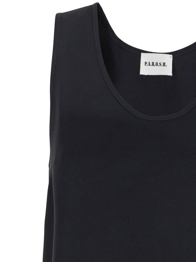 Black Sleeveless Top With Round Neck In Tech Fabric Woman - P.A.R.O.S.H. - BALAAN 3