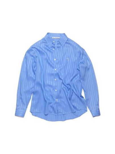 Embroidered Logo Stripe Long Sleeve Shirt Blue - ACNE STUDIOS - BALAAN 2