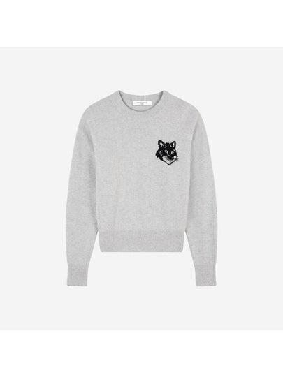 Fox Head Intarsia Comfort Knit Top Light Grey - MAISON KITSUNE - BALAAN 2