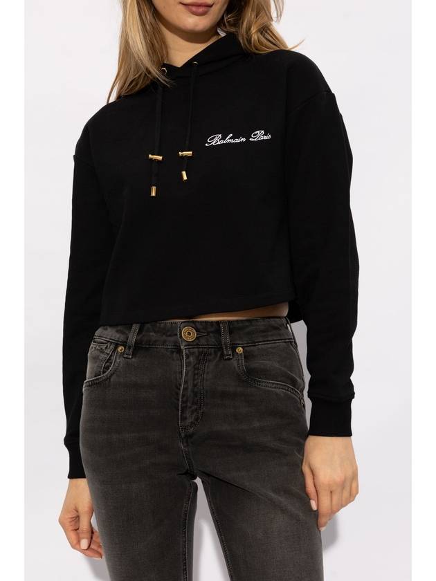 Balmain Cropped Hoodie, Women's, Black - BALMAIN - BALAAN 3