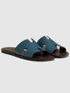 Men's Izmir Sandals Calfskin Absong Navy Brown Twotone - HERMES - BALAAN 8