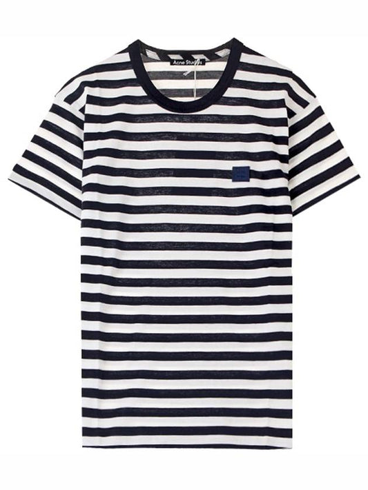 Face Patch Striped Short Sleeve T-Shirt Navy - ACNE STUDIOS - BALAAN 2