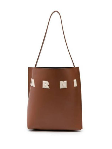 Museo Logo Patch Small Tote Bag Brown - MARNI - BALAAN 1