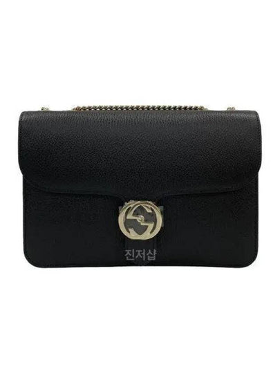 GG Interlocking Chain Medium Shoulder Bag Black - GUCCI - BALAAN 2