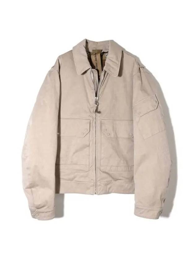 Aviator Flap Pocket Zip-Up Jacket Beige - TEN C - BALAAN 1