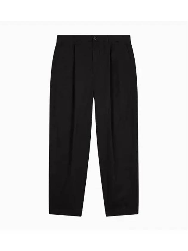 One Tuck Crop Cotton Straight Pants Black - CALVIN KLEIN - BALAAN 2