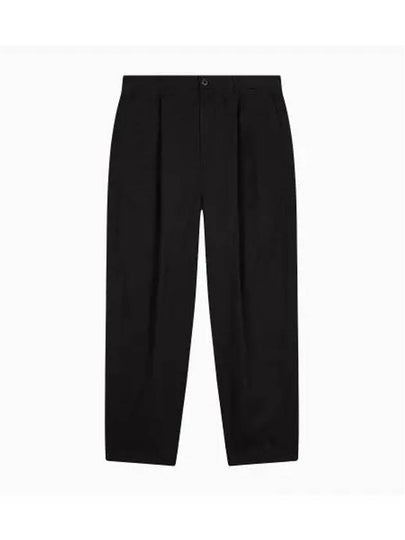 One Tuck Crop Cotton Straight Pants Black - CALVIN KLEIN - BALAAN 2