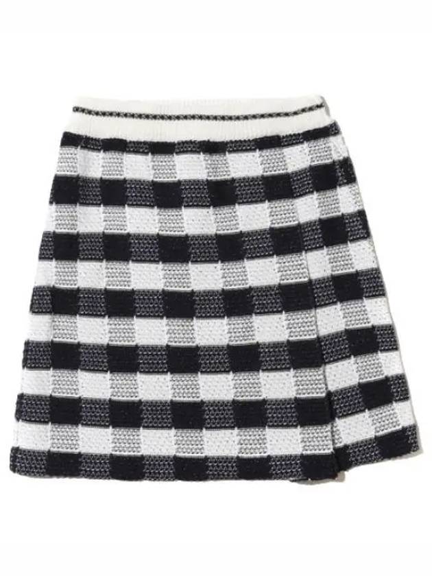 Gingham Inlay Striped Side Pleated Skirt Women s - THOM BROWNE - BALAAN 1