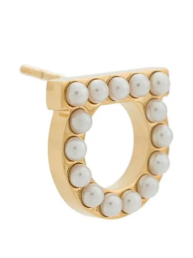 Gancini Pearl Earrings Gold - SALVATORE FERRAGAMO - BALAAN 3