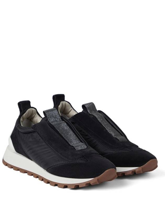 Suede Techno Runner Low Top Sneakers Black - BRUNELLO CUCINELLI - BALAAN 3