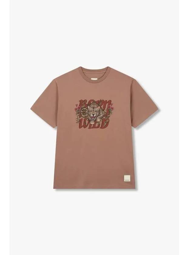 Men s Flower Leopard Graphic T Shirt Brown - EMPORIO ARMANI - BALAAN 1