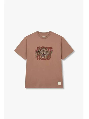 Men s Flower Leopard Graphic T Shirt Brown - EMPORIO ARMANI - BALAAN 1