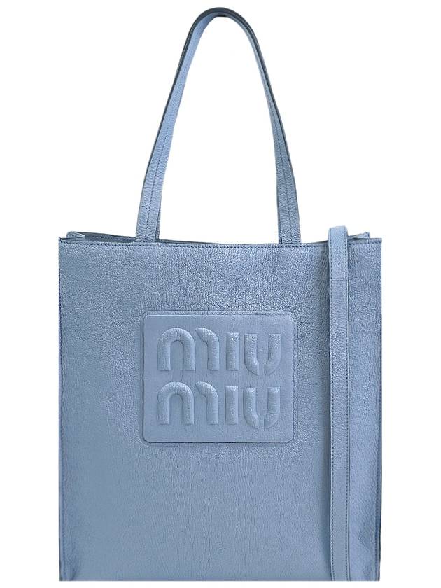 Madras Leather Tote Bag Blue - MIU MIU - BALAAN 2