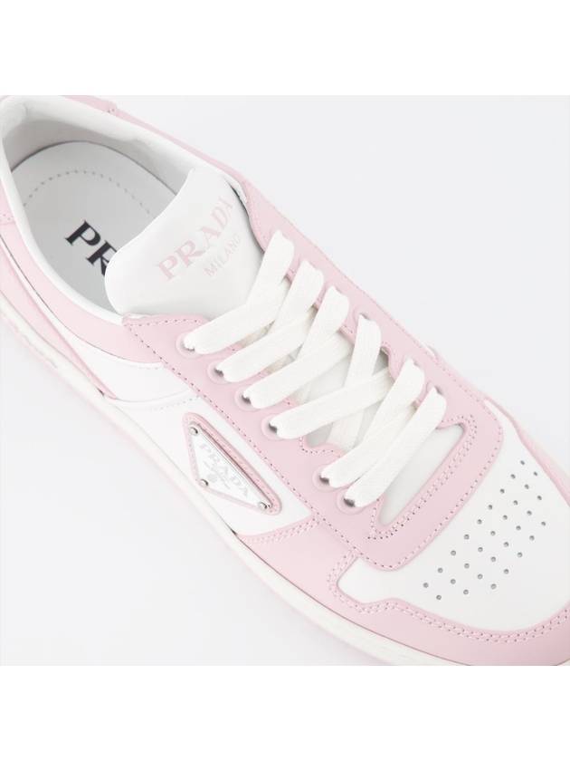 Downtown Perforated Leather Low Top Sneakers Pink - PRADA - BALAAN 3