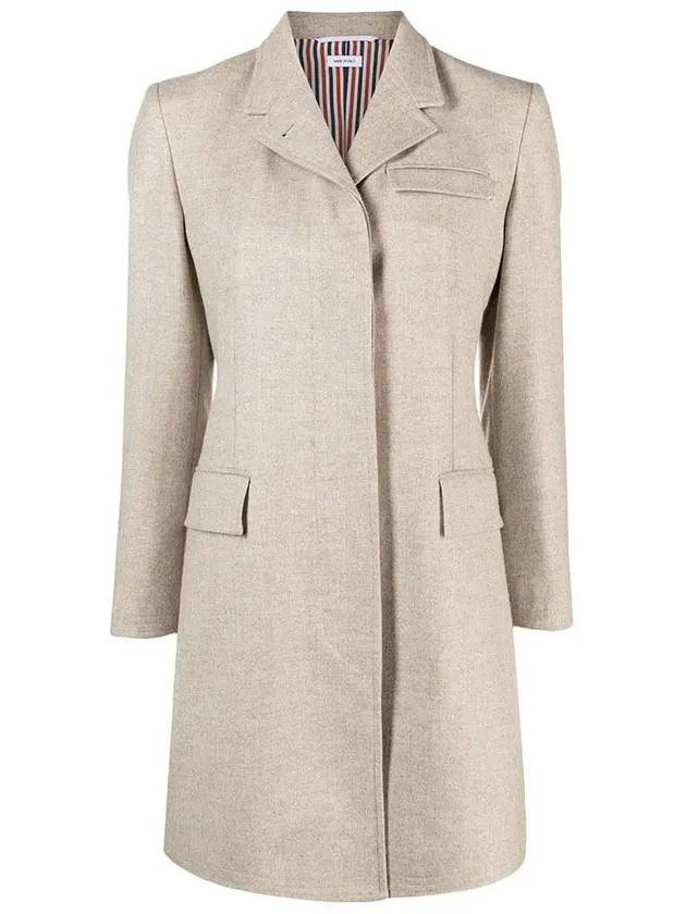 Flannel Chesterfield Wool Single Coat Beige - THOM BROWNE - BALAAN 3