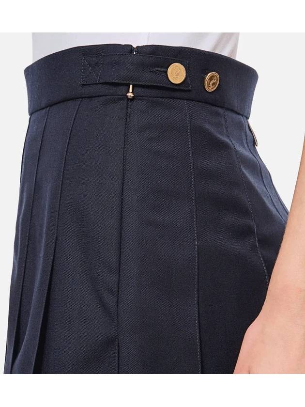 Super 120S Twill Below Knee Pleated Skirt Navy - THOM BROWNE - BALAAN 4