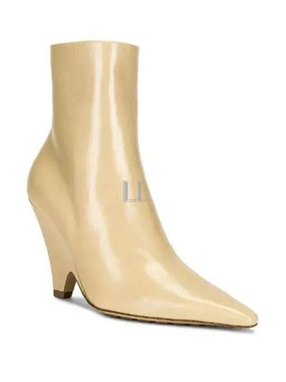 Leather Heel Middle Boots Beige - BOTTEGA VENETA - BALAAN 2