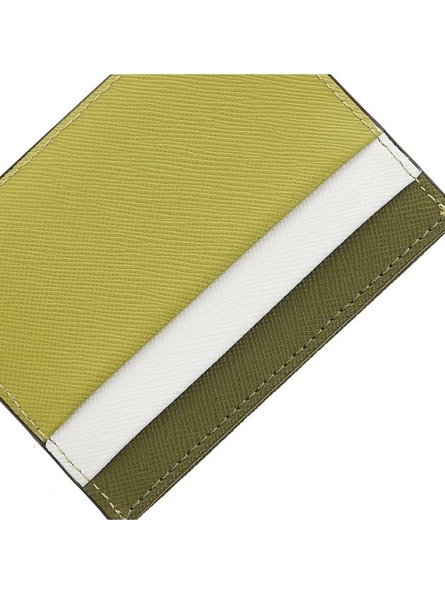 Saffiano Color Block Card Wallet Green - MARNI - BALAAN.