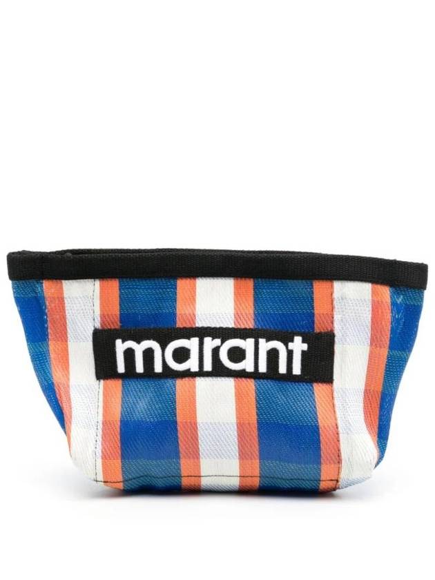 Embroidered Logo Pouch Bag Blue - ISABEL MARANT - BALAAN 1