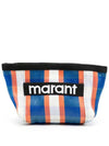 Embroidered Logo Pouch Bag Blue - ISABEL MARANT - BALAAN 1