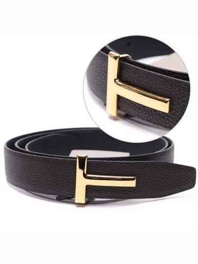 T Logo Reversible Leather Belt Black Brown - TOM FORD - BALAAN 2