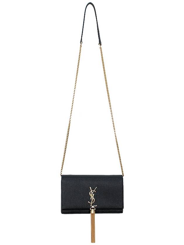 Kate Chain Grain De Poudre Leather Long Wallet Black - SAINT LAURENT - BALAAN 4