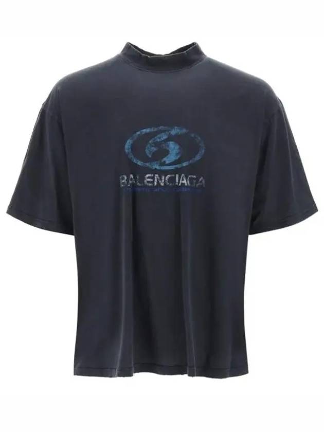 Surfer Medium Fit Short Sleeve T-Shirt Navy - BALENCIAGA - BALAAN 2