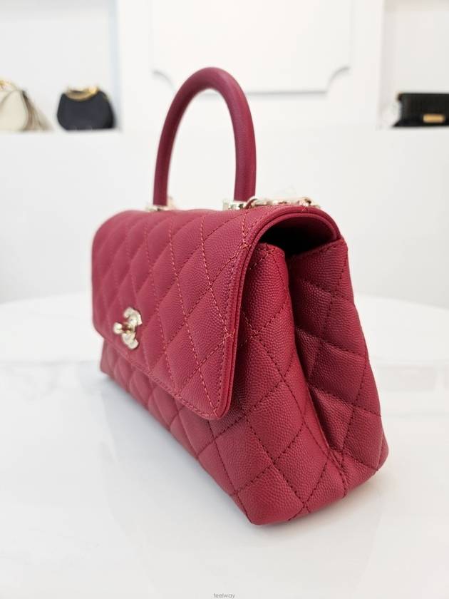 Coco Handle Bag Small Champagne Gold Red A92990 Built in Chip - CHANEL - BALAAN 3