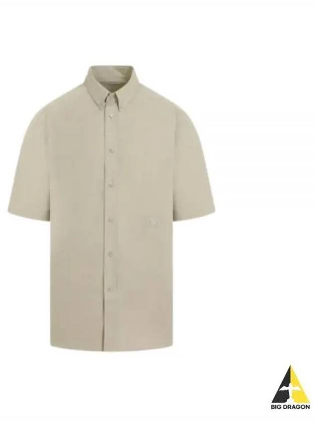 Cotton Oxford Short Sleeve Shirt Green - BURBERRY - BALAAN 2